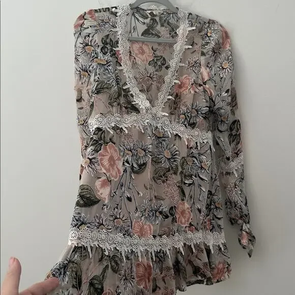 For Love & Lemons Luciana Lace Trim Women Dress Size XS - coffeafoods.com